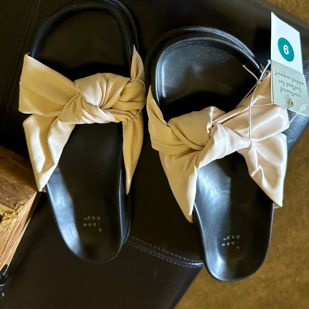 White and black sandals from target.